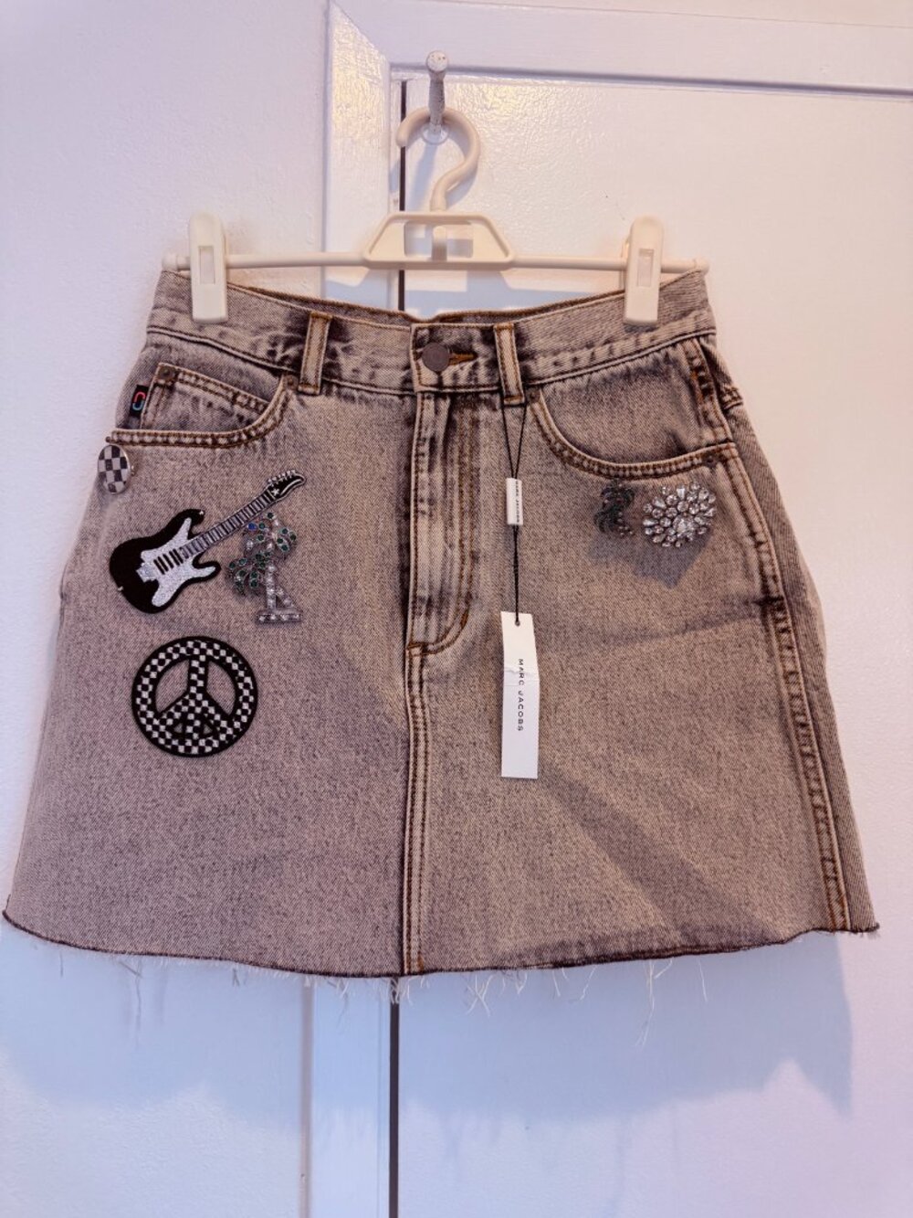 Marc Jacobs Embellished Denim Mini Skirt Size 26 NWT